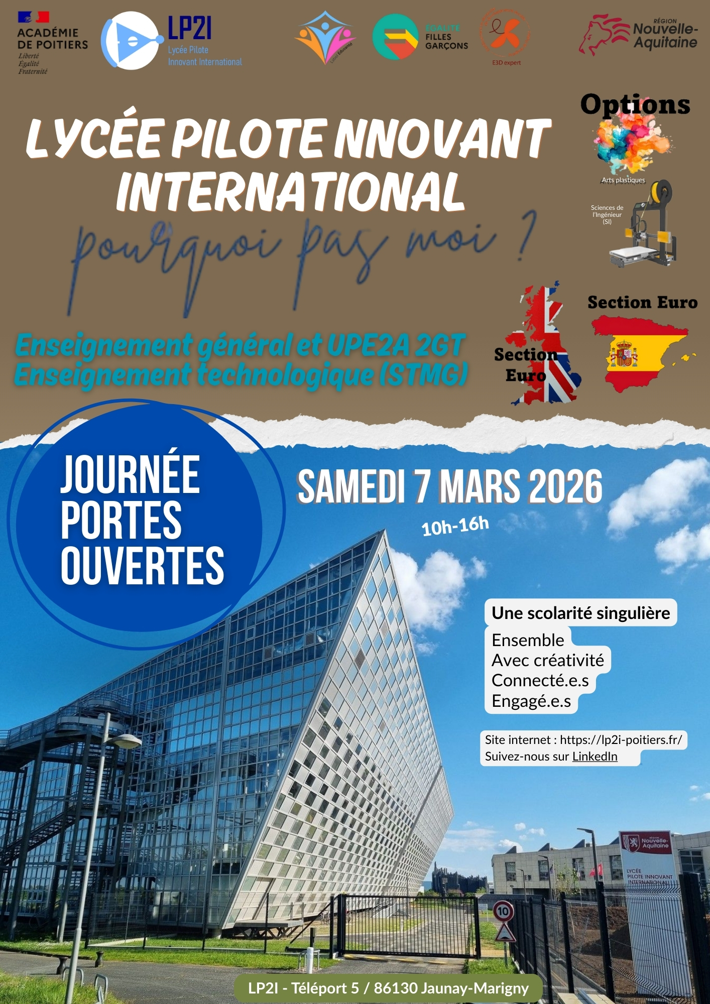 Affiche des portes ouvertes du LP2I samedi 7 mars 2026